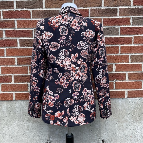 Ann Taylor Jacquard Navy and Pink Blazer Size 2 - Picture 12 of 14